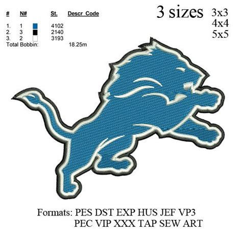 Detroit Lions Logo Embroidery Designs Instant Download Machine