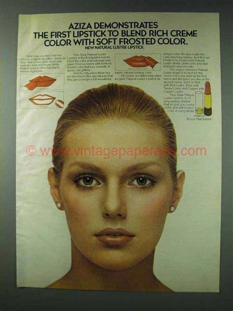 1978 Aziza Natural Lustre Lipstick Ad Blend Color