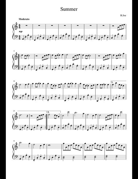Summer Sheet Music For Piano Download Free In Pdf Or Midi