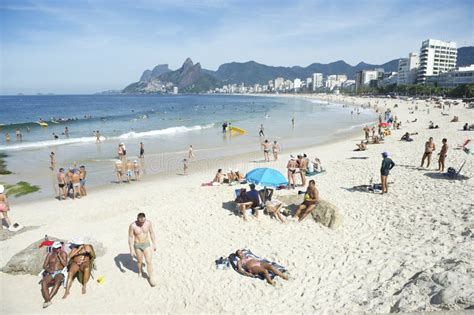 Arpoador Ipanema Beach Rio De Janeiro Brazil Skyline Editorial Image