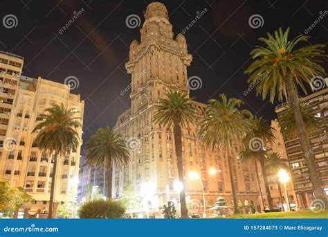 Montevideo City Centre By Night Uruguay Editorial Stock Photo Image