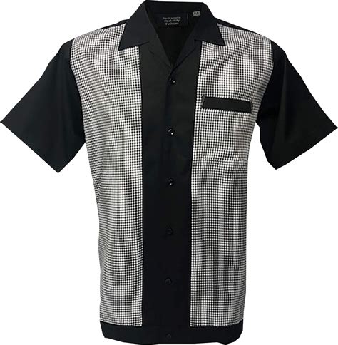 Rockabilly Fashions Men Casual Shirt Retro Bowling Classic Collar