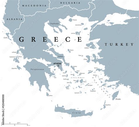Naklejka Grecja Mapa Polityczna Ze Stolic Aten Z Najwa Niejszymi