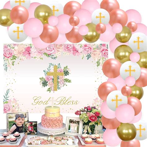 Baptism Party Decorations For Girls Pink And White Balloon Garland Kit