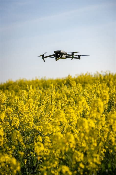 Farming Drone Flying Over A Crop Monitoring Plant Health For Crop Yield