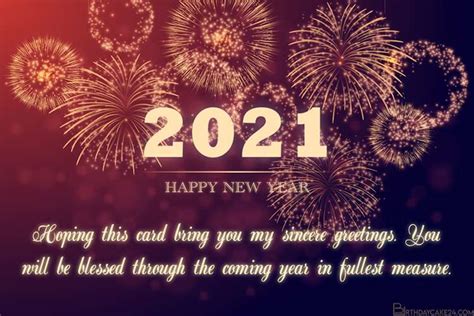 Wishing you a joyous 2021! Sparkling Fireworks New Year Greeting Card 2021
