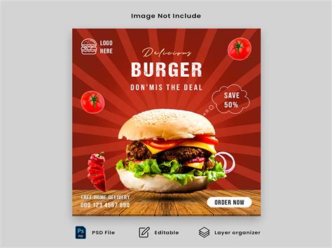 Food Social Media Promotion Banner Post Design Template Uplabs