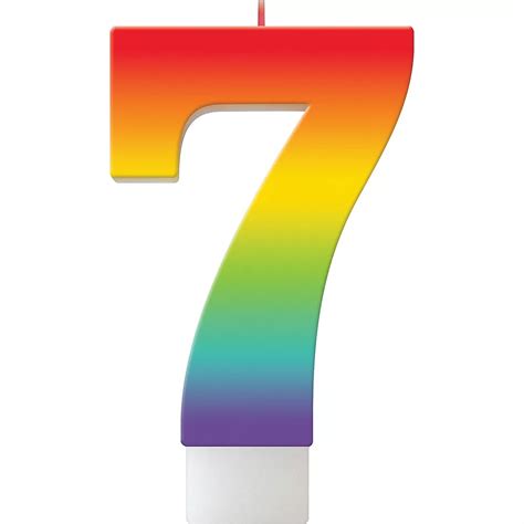 Rainbow Number 7 Birthday Candle 4 34in Party City Canada