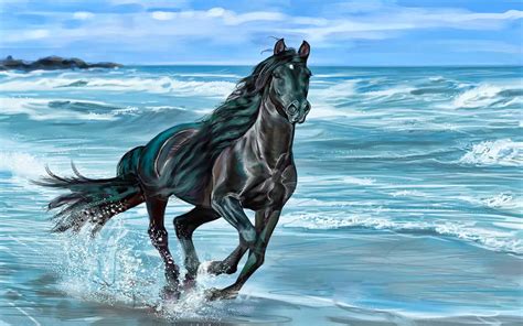 Running Black Horse Hd Wallpaper Download