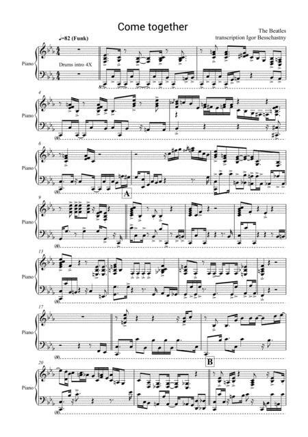 Come Together Piano Cover Part Rai Thistlethwayte Ver Sheet Music Pdf