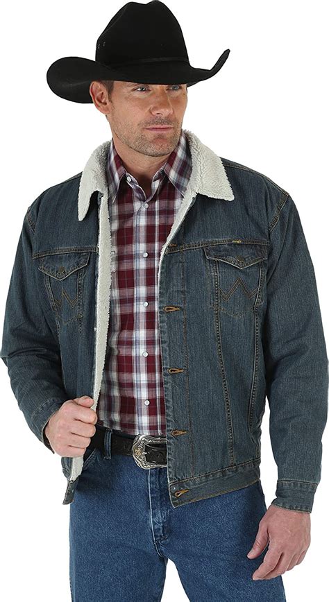 Wrangler Mens Western Style Lined Denim Jacket Amazonca Clothing
