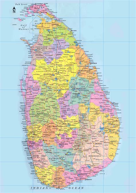 Large Detailed Administrative Map Of Sri Lanka Sri Lanka Large