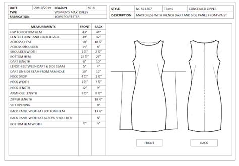 How To Make Spec Sheet For An Apparel Item