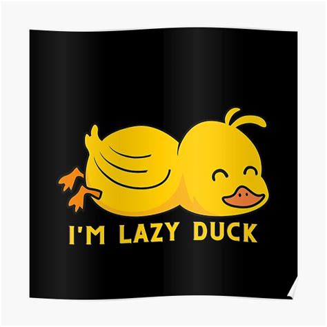 Cute Kawaii Im Lazy Duck Rubber Duck Clouds And Stars Poster For Sale