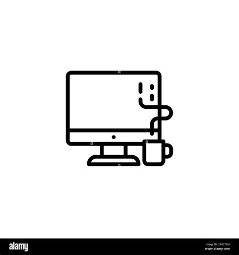 Finding the Perfect Balance: Coffee, Computer, Work Stock Vector Image