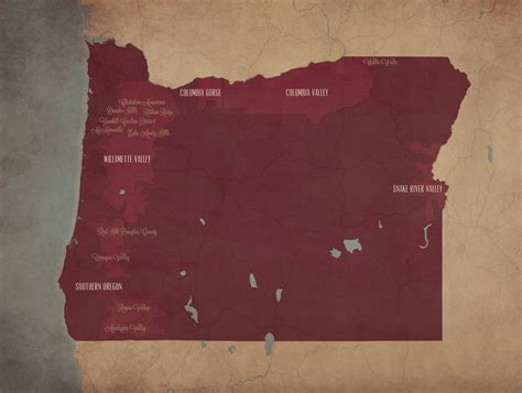 Oregon Wine Region Map City Prints