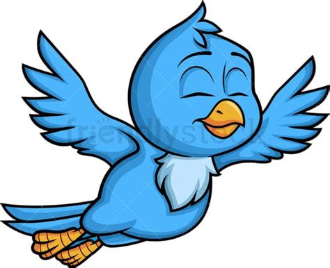 Blue Bird In Flight Cartoon Vector Clipart Friendlystock