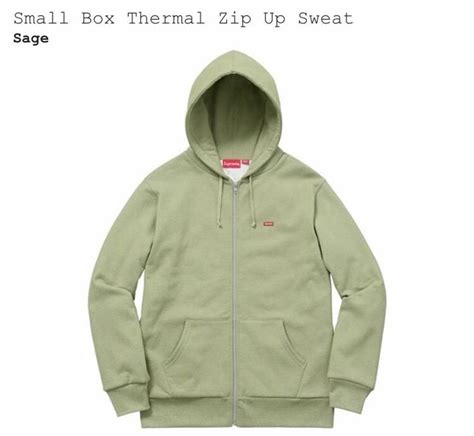 Supreme Supreme Fw16 Small Green Box Logo Thermal Zip Up Hoodie Grailed