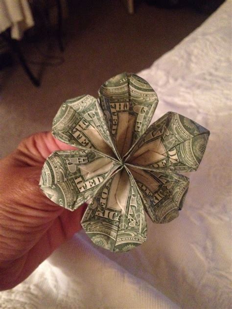 Origami Flower Made From 3 1 Dollar Bills And Florist Wire Made This