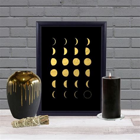 Moon Phases Foil Prints Wall Art Poster Print Lunar Phases Etsy