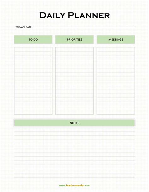 Printable Blank Daily Schedule Template - Best Creative Templates