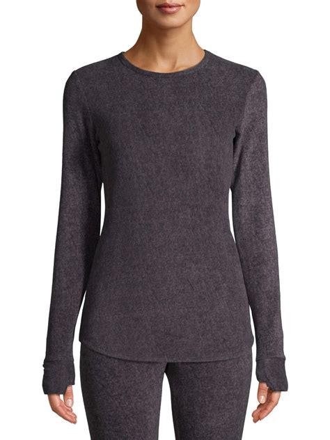 Climateright By Cuddl Duds Stretch Fleece Womens Long Sleeve Crew Neck
