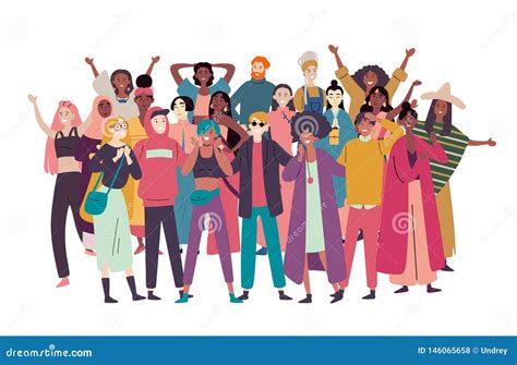 Group Of Diverse People Mixed Race Crowd Stock Vector Illustration