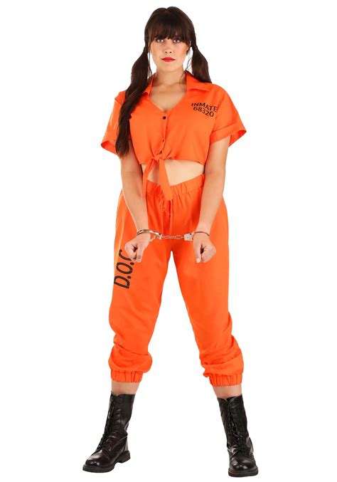 Orange Inmate Prisoner Womens Plus Size Costume Prison Costumes