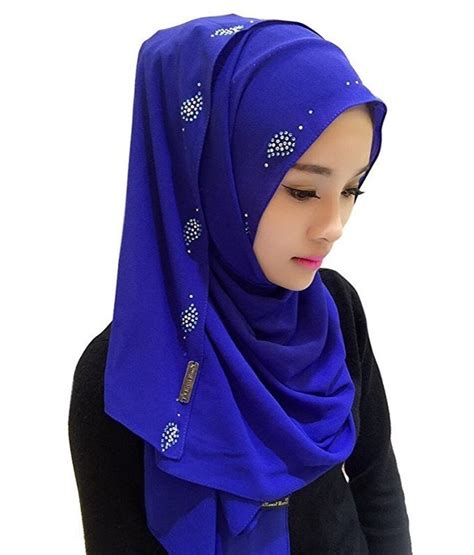 Chiffon Hijab Muslim Rhinestone Pattern Hijab Shawls Full Cover Turban