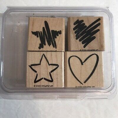 Stampin Up Scribbles Stamp Set Wood Mounted Rubber Stamps Heart Star EBay In