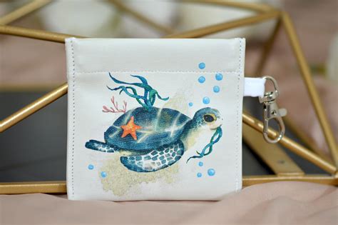Sea Turtle Keychain Wallet Card Holder Turtle Gift Vegan Etsy