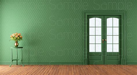 Background For Zoom Empty Room With Solid Green Wall Etsy