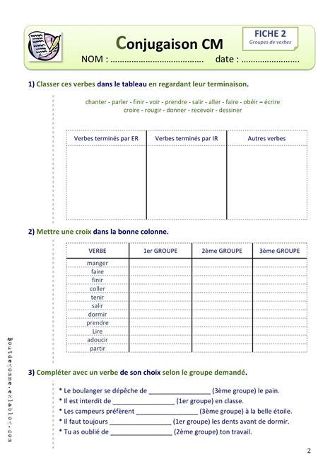 L'exercice conjugaison cm1 est tout à fait complet. Fiches Conjugaison | Bout De Gomme encequiconcerne ...