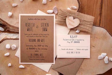 Rustic Wedding Invitation With Wood Heart Wood Rustic Invites