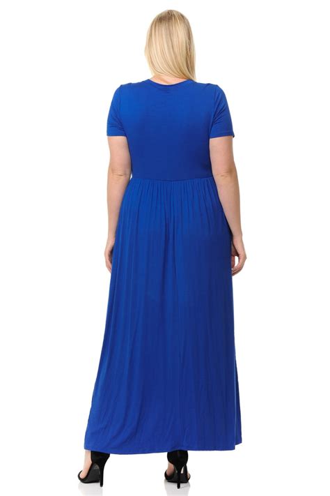 Plus Size Short Sleeve Maxi Dress With Pockets Royal Blue Etsy