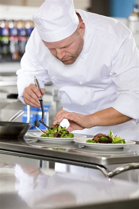 Professional Chef Prepare Steak Dish At Restaurant Stock Image Image
