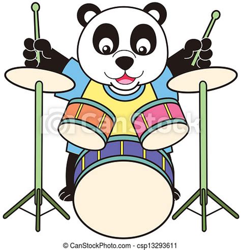 Vector Clip Art Of Cartoon Panda Playing Drums Csp13293611 Search
