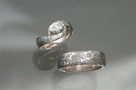 Mokume Gane Rings Mokume Wedding Bands And Engagement Rings With Mokume Wedding Bands 