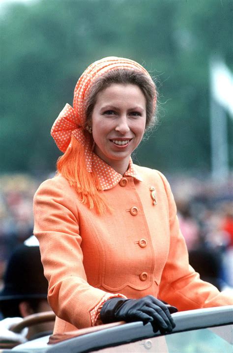 Princess Anne Wore A Tangerine Polka Dot Scarfhat Combo At A Charity