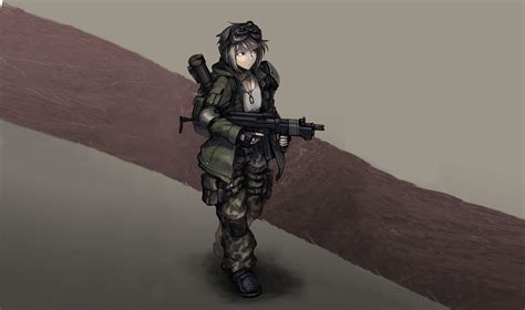 Wallpaper Anime Girls Soldier Hetza Person Machine
