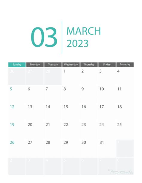 March 2023 Calendar Free Printable With Holidays Free Printable
