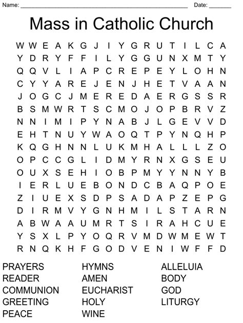 Catholic Mass Word Search Wordmint