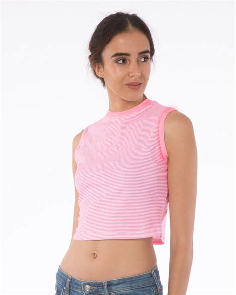 Buy Bubblegum Pink Stripes Cropped Tank Top For Women Pinkwhite Online