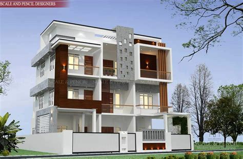 Furnish your project with real brands Elegant modern 3D exterior home designs by ScaleandPencil ...