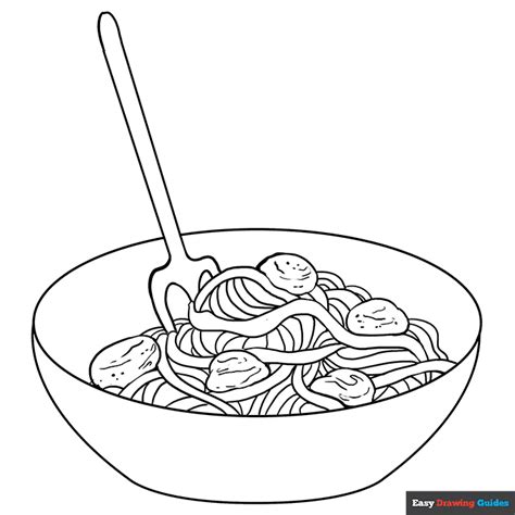 Spaghetti Pasta Coloring Pages Clipart Drawing Food Plate Noodles Para