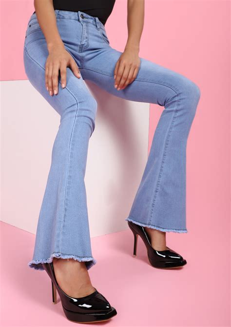 Buy Back To 90s Blue Bell Bottom Jeans For Women Online In India