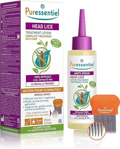 Puressentiel Head Lice Treatment Lotion And Head Lice Comb Kills 100