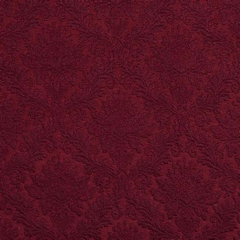 E536 Burgundy Floral Jacquard Woven Upholstery Grade Fabric By The Yard