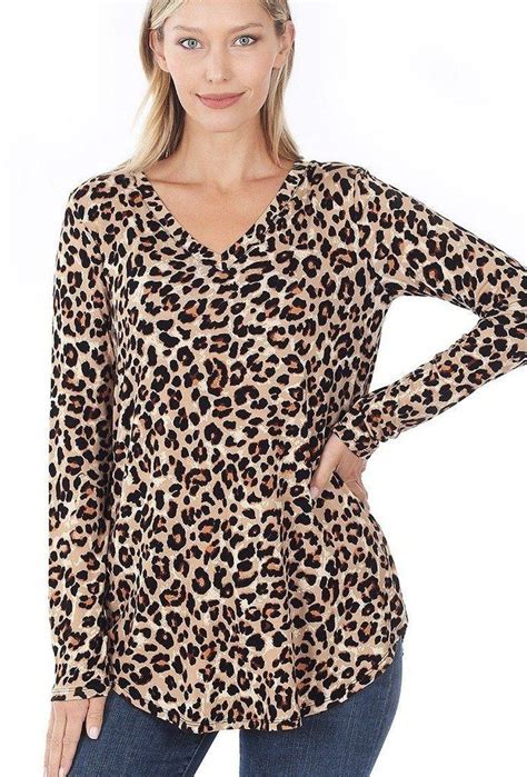 Womens Cheetah Leopard Printed V Neck Top Printed Tunic Tops Print Tunic Valentine S Day