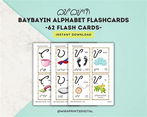 Baybayin Alphabet 62 Cards Flashcards Filipino Alphabet Etsy